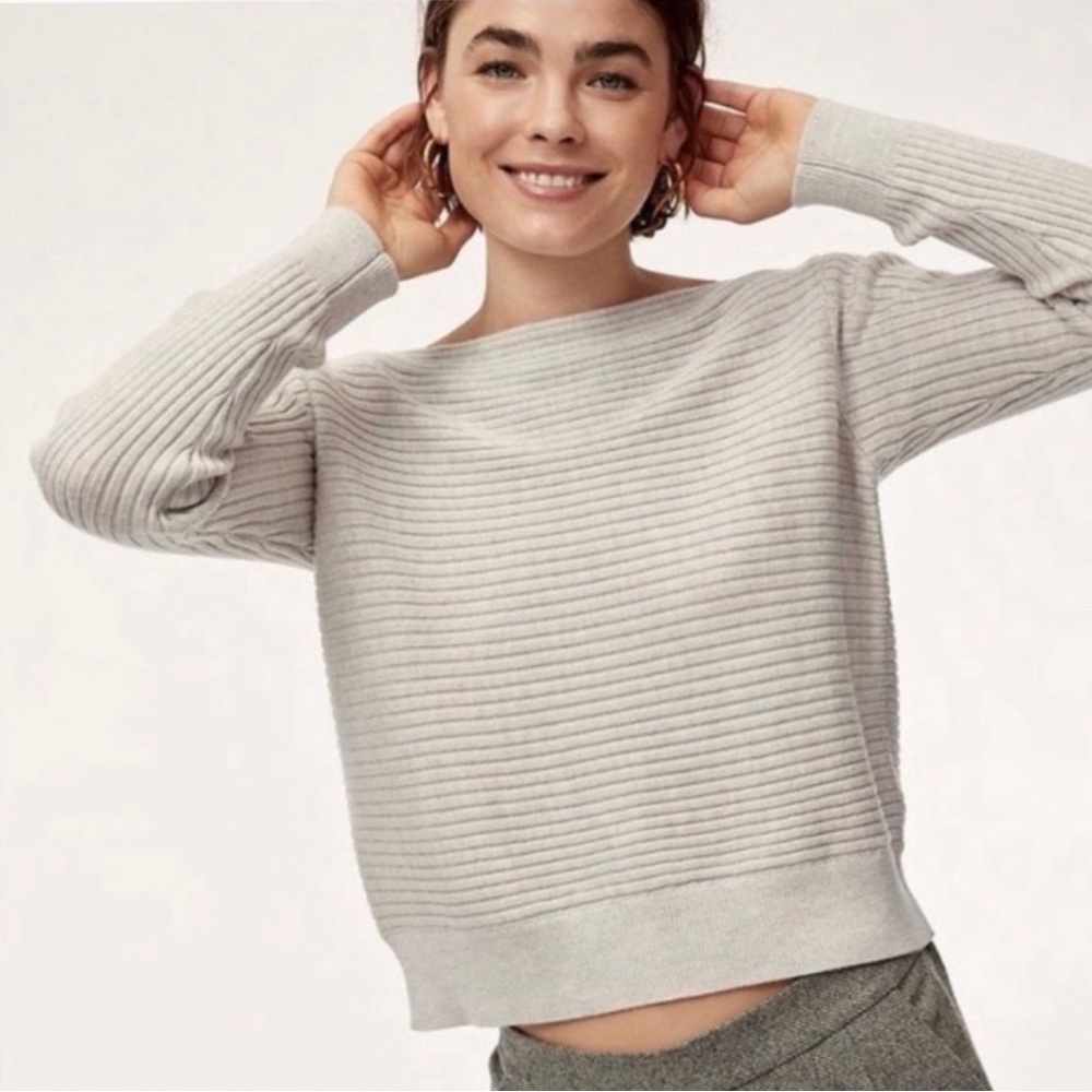 Babaton Aritzia Ribbed Knit Boatneck Merino Wool Sweater Size Small